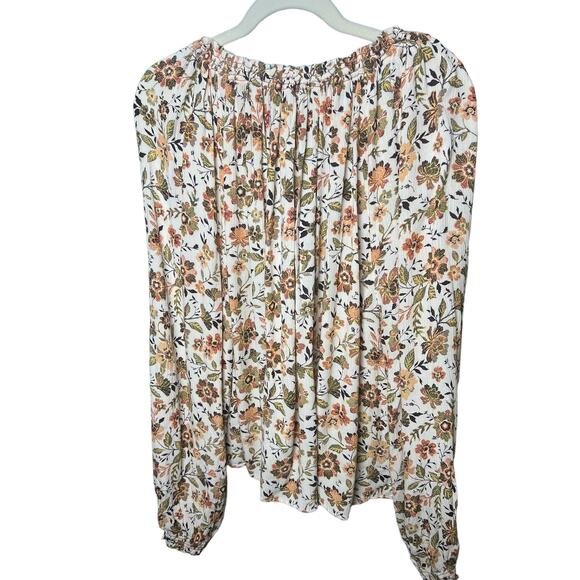 Faherty Floral Blouse in Cream and Brown - Picture 4 of 8